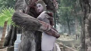 Dark Elf gets her pussy smashed by a Troll