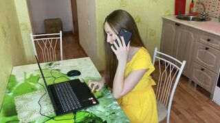The computer broke down, and a friend came to repair it. The girl called him