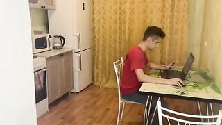 The computer broke down, and a friend came to repair it. The girl called him