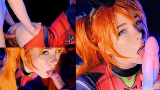 Asuka Langley is a hot slut with a messy blowjob