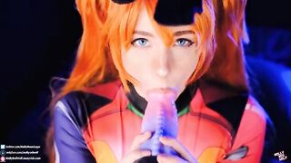 Asuka Langley is a hot slut with a messy blowjob
