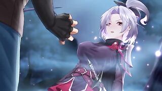 An assassin is having fun with a cute girl in an intimate encounter