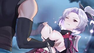 An assassin is having fun with a cute girl in an intimate encounter