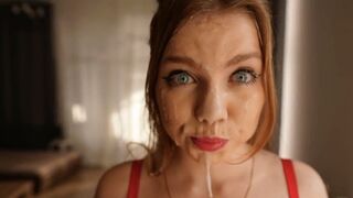 The stepsister messed with the guy and got a messy, record-breaking cumshot on her face