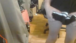 Schoolgirl fucks with her boyfriend at home, showing her perfect body