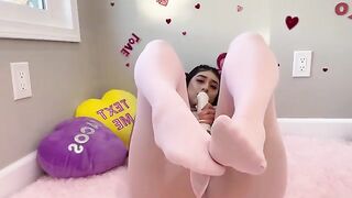 Violet Myers, the real-life hentai girl, celebrates Valentine's Day with sensual solo play