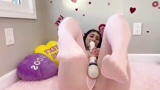 Violet Myers, the real-life hentai girl, celebrates Valentine's Day with sensual solo play