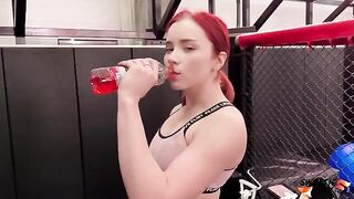 Trainer fucked redhead bitch in gym and stuffed her ass