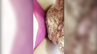 A girl is fucking with a teddy bear because she’s got no boyfriend