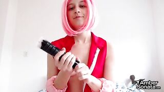 Sakura teaches how to masturbate with her cosplay instruction guide