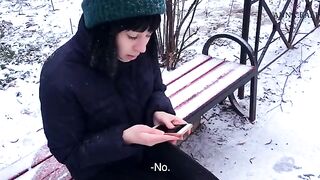 I helped a beautiful stranger to warm up, she swallowed everything