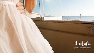 An adventure on the deserted coast: a couple has sex on the beach and cums