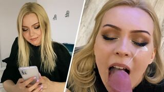A hot blonde came to visit her beautiful neighbor and got a blowjob
