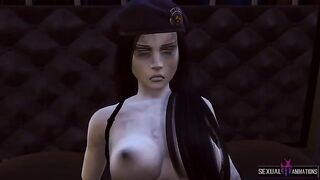 Ada Wong captured by zombie police officer in intense scene
