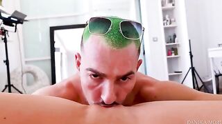 A man with a big dick eats her pussy and fucks her hard