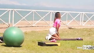 Gym teacher showed her pervert side in Peru, doing sexy exercises