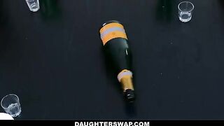 Spin the bottle game turns into intense stepdad sex with sluts Cielo West and Kourtney Rae