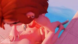 Wendy takes a dipper by the pool in this hot animation