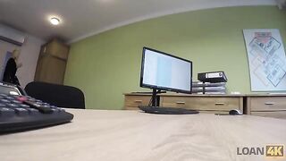 The business woman needs a loan and has sex with the agent
