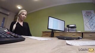 The business woman needs a loan and has sex with the agent