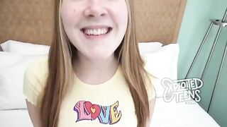 Redhead girl with freckles and red pubic hair during the casting