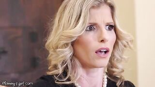 Cory Chase, a busty MILF, rubs her pussy with stepdaughter Chloe Cherry in this steamy video