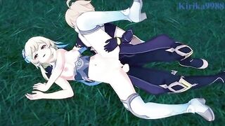Aether fucks hot Lumine in the meadow under the night sky - Genshin Impact Hentai