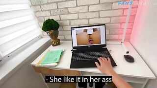 A stepson got caught by his gorgeous stepmom while jerking off