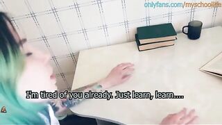 A schoolgirl was fucked by her teacher in the ass, showcasing a bold roleplay scenario