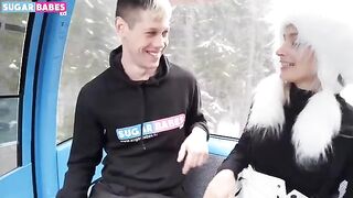 A hot blonde teen has sex with a guy right in the park