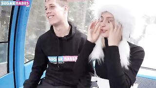 A hot blonde teen has sex with a guy right in the park