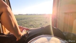 A couple fucked in the camper on the road with the door left open