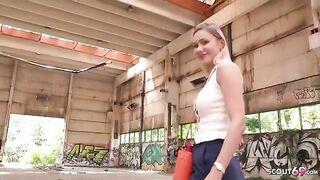 A big-breasted blonde, Verena Maxima, gets lost and fucks in public for cash with Public Agent