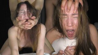 Petite college girl gets fucked hard by a big cock in a rough session