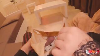 The stepson made a mess in the popcorn and sexy stepmom helped him clean it