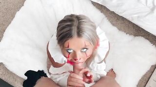 Littlebuffbabe gets crazy before the Halloween Party, getting wild