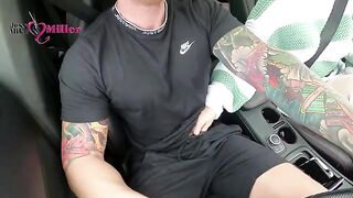 My slutty wife deepthroated my cock while driving in a risky spot