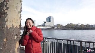 First rimjob and porn with Asia College Girl Luna I, a petite teen