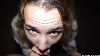 Mona Blue, the petite Hungarian beauty, gets her throat filled with cum in a risky public scene