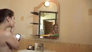Mature blonde with big tits masturbating early in the morning