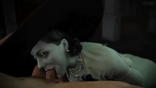 Lady Dimitrescu getting her pussy sucked in an animated scene