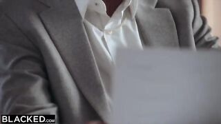 The blonde girl is obsessed with her best friend's boss, craving intense action