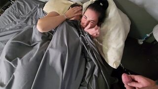 Pissing on girls in bed, then they wet their panties and make out soaked in piss