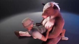 Furry cow helps the ranger with her boobs in this hot xxx