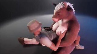 Furry cow helps the ranger with her boobs in this hot xxx