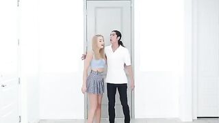 Skinny blonde Madison Summers gets fucked in the kitchen with passion