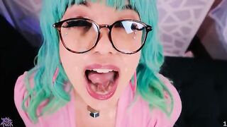 Sticky jizz on face, huge cum load with Little Puck’s wild energy