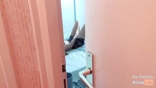 I spy on my stepsister as she rubs her pussy and I offer her my cock