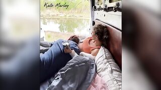Camping sex with a hot brunette, gentle and real