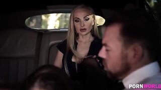 The driver got fucked by two hot girls, including the busty Angelina Brill